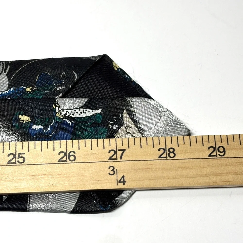 American Sports Fishing Tie Mens OS Black Silver Novelty Fisherman Outdoor Sport